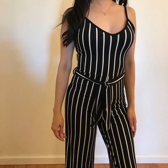 •RESTOCKED• Striped Tie Waist Jumpsuit - Picture 4 of 8